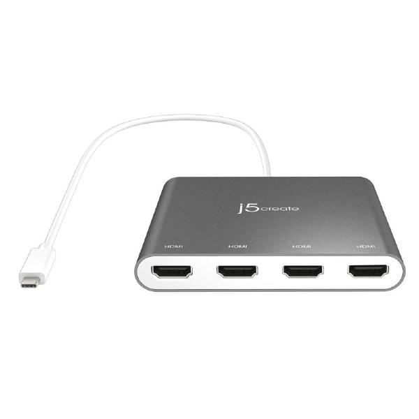 J5create JCA366 USB-C to 4-Port Quad HDMI Multi-Monitor Adapter (1 x USB-C to 4 x HDMI Max Resolution 1920 x 1080 @ 60 Hz)