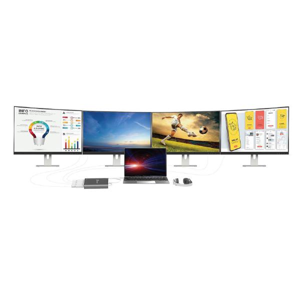 J5create JCA366 USB-C to 4-Port Quad HDMI Multi-Monitor Adapter (1 x USB-C to 4 x HDMI Max Resolution 1920 x 1080 @ 60 Hz)