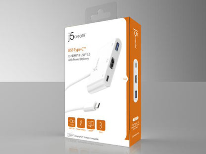 J5create JCA379 USB-C to HDMI & USB 3.0 and USB-C Power delivery Adaptor Hub (USB-C to 4K HDMI, U... - Image 3