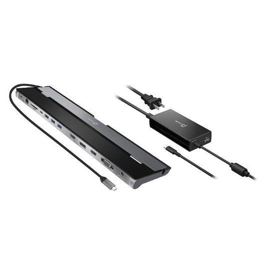 J5create JCD543P USB-C Triple Display Docking Station with 100W PD adaptor (USB-C to VGA/HDMI/DP,...