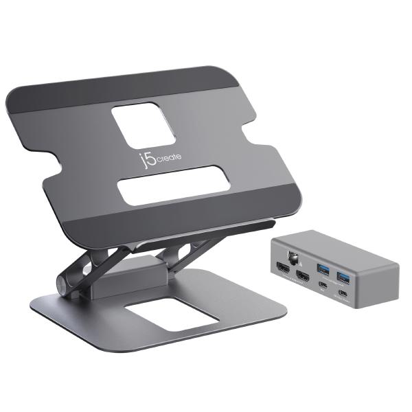 J5create JTS427 Multi-Angle Dual HDMI Docking Laptop Stand with USB-C 100W PD Pass Through (USB-C...