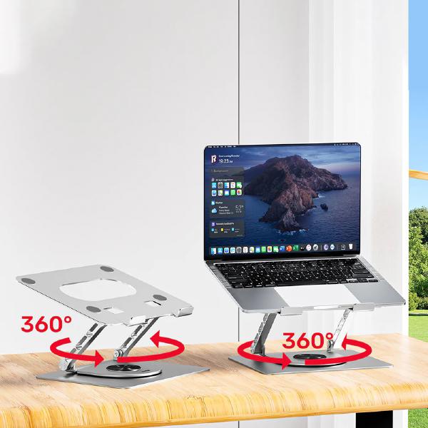 Unitek Adjustable Laptop Stand with 360 Rotating Base, Silver - Notebook Accessories - Image 4
