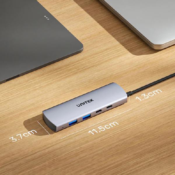 Unitek 4-in-1 uHUB Q4 USB-C Hub, 10Gbps, USB-A x2, USB-C x2, Grey, Unitek Hook Color Box - Dockin... - Image 4