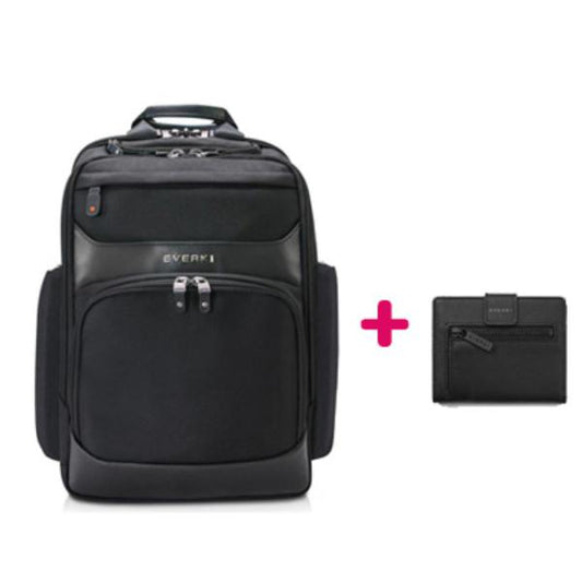 Everki Onyx Premium Travel Friendly Laptop Backpack up to 15.6" + RFID Slim Wallet with 8 card-Sl...