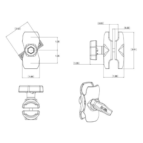 RAM Double Socket Arm - C Size Short - Tablet Accessories - Image 7