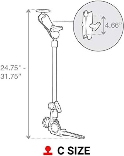RAM Pod HD Vehicle Mount for FZ-G2 with 18" Aluminum Rod and Round Plate - Tablet Accessories - Image 5
