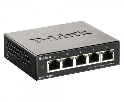 D-Link DGS-1100, 5-Port Smart Managed Switch with 2 PoE and 3 non-PoE Gigabit Ports
