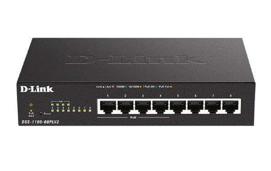 D-Link 8-Port Gigabit Smart Managed PoE Switch with 4 RJ45 and 4 PoE Ports