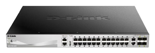D-Link DGS-3130, 30-Port Stackable Managed Switch with 24 PoE, 2 (10G) BASE-T and 4 (10G) SFP+ Po...