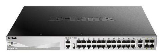 D-Link DGS-3130, 30-Port Stackable Managed Switch with 24 PoE, 2 (10G) BASE-T and 4 (10G) SFP+ Po...