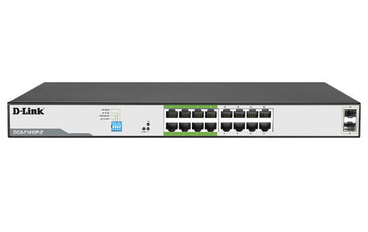 D-Link 18-Port Unmanaged PoE Switch with 16 RJ45 PoE and 2 Uplink Ports