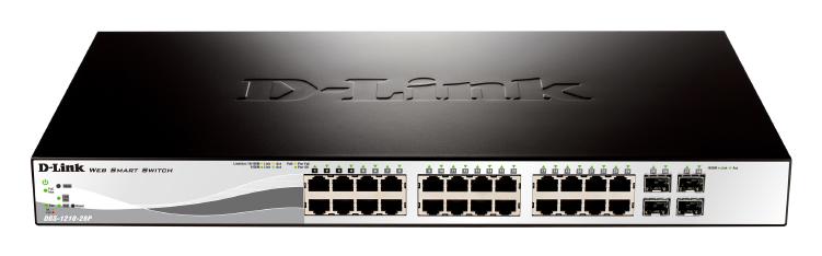 D-Link 28-Port Gigabit Smart Managed PoE Switch with 24 PoE and 4 RJ45/SFP Combo Ports - Network...
