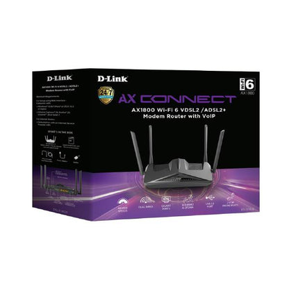 D-Link DSL-X1852E AX1800 Wi-Fi 6 ADSL2/VDSL2+ Modem Router with VoIP - Network - Router - Image 4
