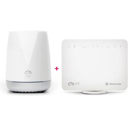 NetComm NF18MESH CloudMesh Wi-Fi 5 VDSL2/ADSL2 Networking Gateway with VoIP +  Netcomm NS-01 Clou...