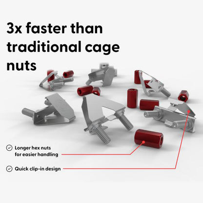 Patchbox /dev/mount 50-Pack, 1RU Toolless Cage-Nut alternative, Supports Components Up To 200KG (... - Image 5