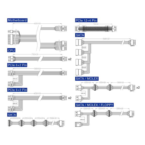 FSP Hydro G PRO 1000w Premium Power Supply, ATX Formfactor, 80+ Gold Certified, Fully Modular Cab... - Image 6