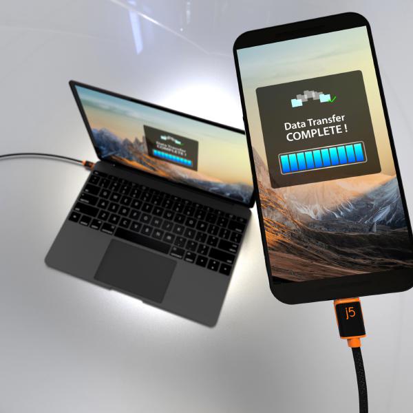 J5create JUCX24 USB-C to USB-C Sync & Charge Cable 180cm, Braided Polyester (Supports USB 2.0 with speeds up to 480Mbps, output up to 3A) Up to 60W PD