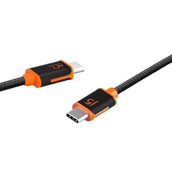 J5create JUCX24 USB-C to USB-C Sync & Charge Cable 180cm, Braided Polyester (Supports USB 2.0 with speeds up to 480Mbps, output up to 3A) Up to 60W PD