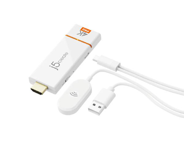 J5create JVAW76PRO ScreenCast 4K Wireless Display Adapter - Cast Laptop to TV. Supports Miracast,...