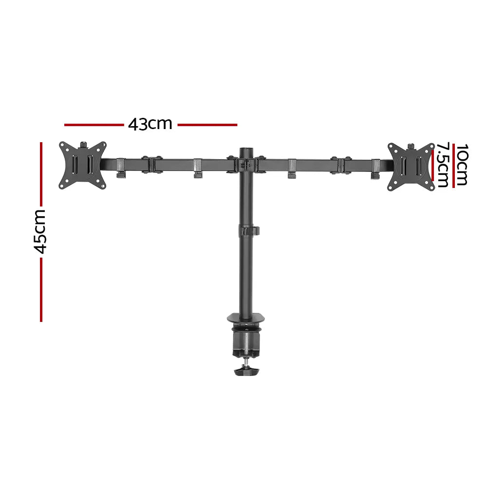 Artiss Monitor Arm Dual Desk Mount Screen Bracket Holder - Image 2