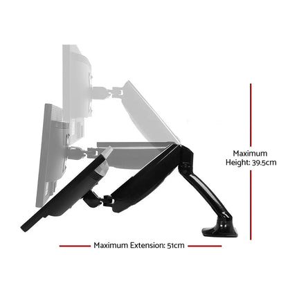 Artiss Monitor Arm Gas Spring Dual Desk Mount Screen Holder - Image 2