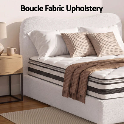 Giselle 21cm Bonnell Pillow Top Mattress Artiss Double Boucle Bed Frame Set - Image 6