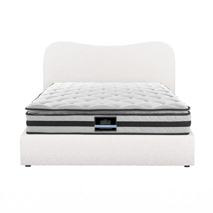 Giselle 21cm Bonnell Pillow Top Mattress Artiss Double Boucle Bed Frame Set - Image 9