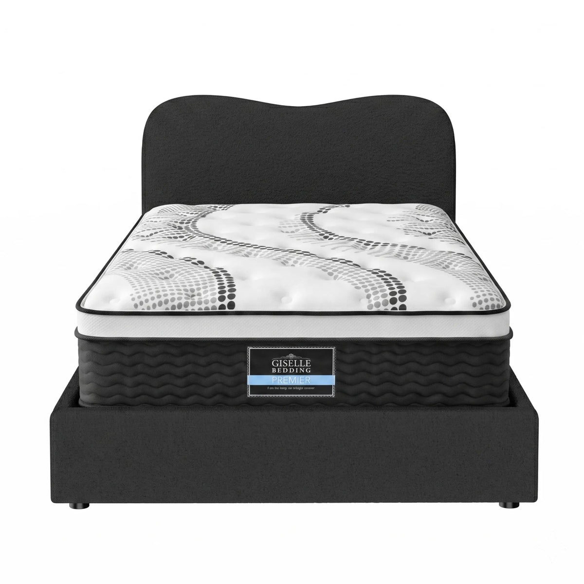 Giselle 32cm Euro Top King Single Mattress 5-Zone and Artiss Boucle Bed Frame Set - Image 8