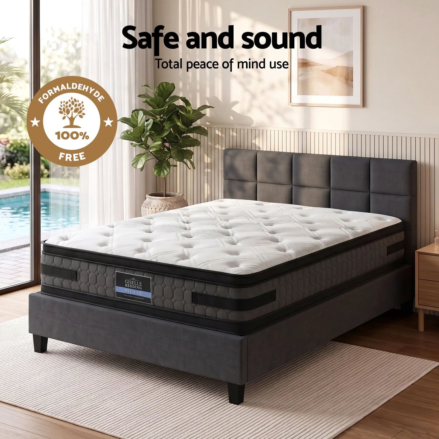 Giselle Mattress & Artiss Queen Bed Frame Bundle, 36cm Double Sided Euro Top Mattress - Image 6