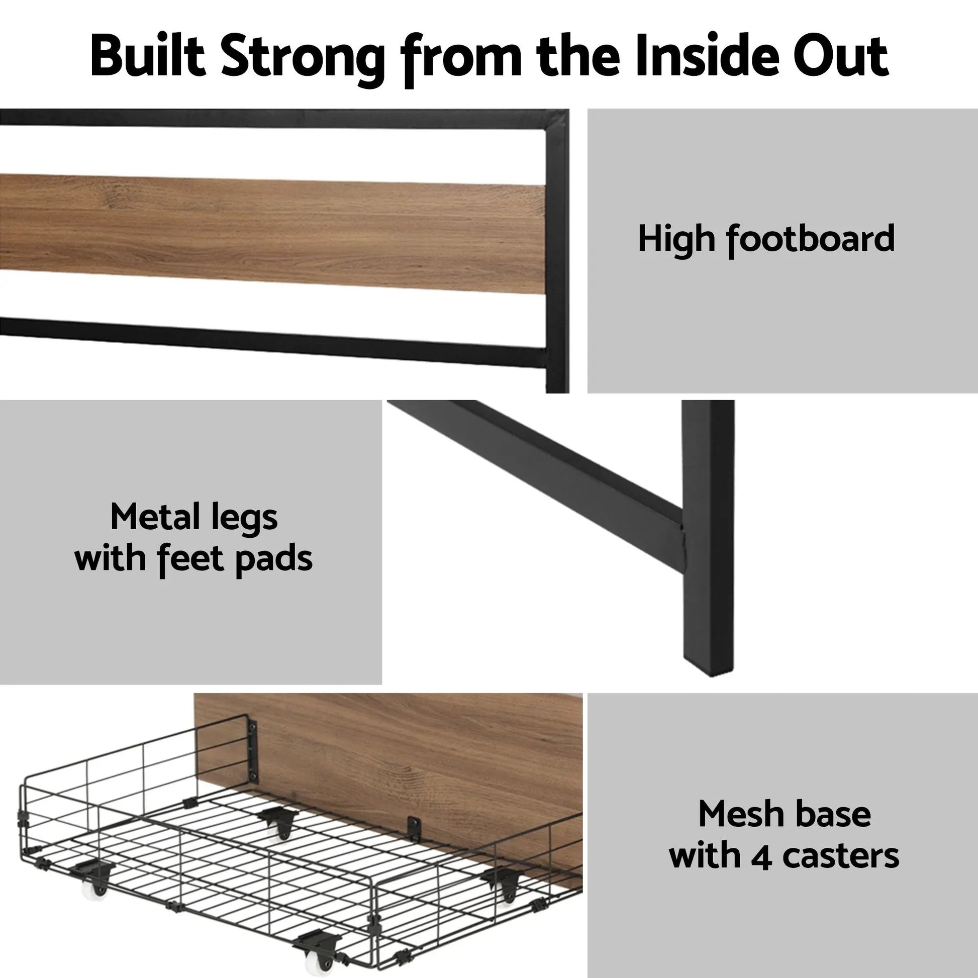 Giselle 18cm Queen Mattress Pillowtop and Artiss Metal Bed Frame Set With 2 drawers - Image 5