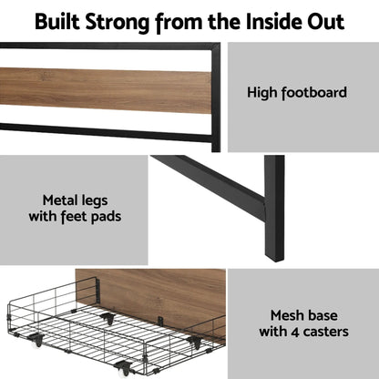 Giselle 18cm Queen Mattress Pillowtop and Artiss Metal Bed Frame Set With 2 drawers - Image 5