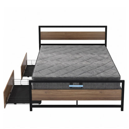 Giselle 18cm Queen Mattress Pillowtop and Artiss Metal Bed Frame Set With 2 drawers - Image 9