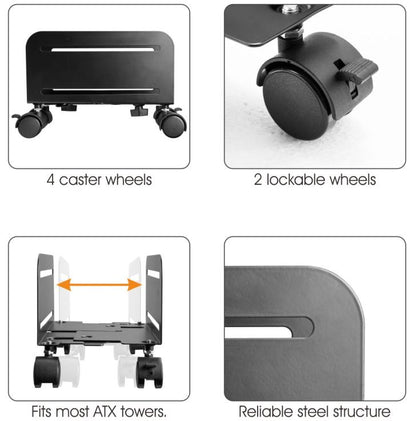 Brateck Mobile ATX Case Stand, For most ATX cases, up to 10kg, 119-209mm (LS)