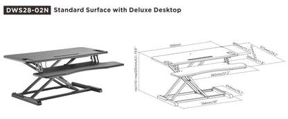 Brateck Gas Spring Sit Stand Desk Converter (950x615x110~505mm)with Keyboard Tray Deck(Standard MDF Board Surface)
