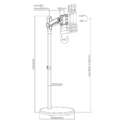 Brateck Mobile Spring assisted Display Floor Stand Fit Most 17'-35' Monitor Up to 10kg per screen... - Image 4
