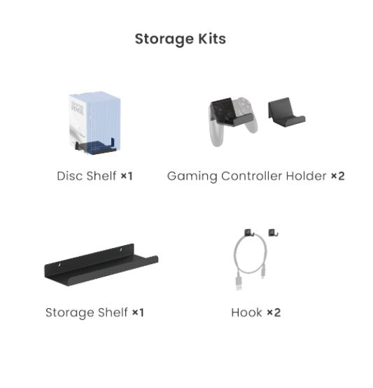 Brateck GMPB-05-02-B CLAMP-ON DESK PEGBOARD ORGANIZER WITH STORAGE KITS (BLACK) (LS) - Furniture - Image 3