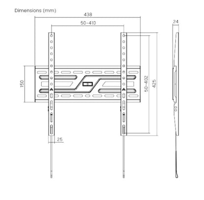 Brateck KL38-44F Large-Screen Compact Fixed TV Wall Mount Fit Screen Size: 32'-75' Up to  75kg, F... - Image 3