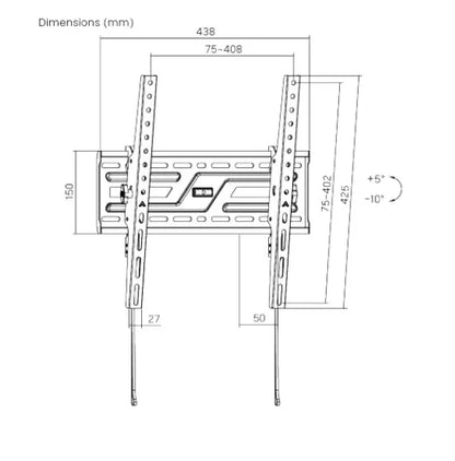 Brateck KL38-44T Large-Screen Compact Tilt TV Wall Mount Fit Screen Size: 32'-75' Up to  75kg, Fi... - Image 3