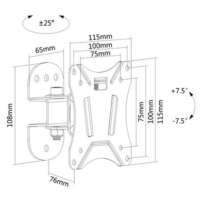 Brateck LCD Economy Pivot TV Wall Mount Bracket VESA 75 x75mm/100 x100mm 13'-27' LCD Panel Up to... - Image 2