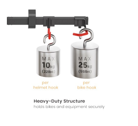 Brateck LBM09-02 CATCH-ALL WALL MOUNTED BIKE RACK FOR 2 BIKES (Black) (LS) - Furniture - Image 3