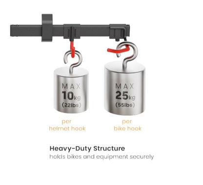 Brateck LBM09-02 CATCH-ALL WALL MOUNTED BIKE RACK FOR 2 BIKES (Black) (LS) - Furniture - Image 3