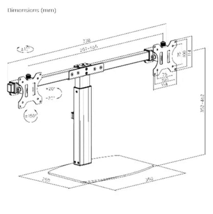 Brateck Dual Free Standing Screen Pneumatic Vertical Lift Monitor Stand Fit Most 17‘-27’ Monitors... - Image 3