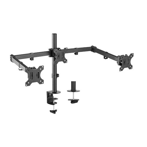 Brateck Triple Screens Economical Double Joint Articulating Steel Monitor Arms, Extended Arms  Free Rotated Double Joint,Fit 13'-27' Up to 7kg. (LS)