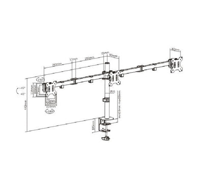 Brateck Triple Screens Economical Double Joint Articulating Steel Monitor Arms, Extended Arms  Free Rotated Double Joint,Fit 13'-27' Up to 7kg. (LS)
