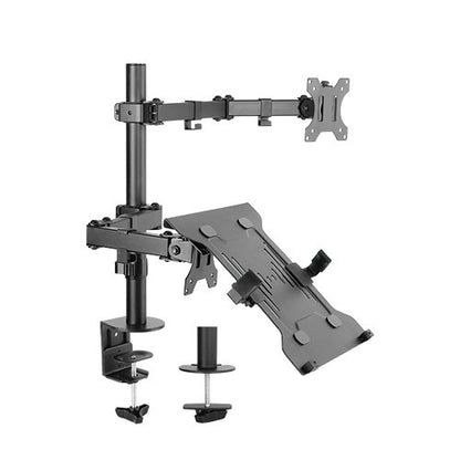 Brateck Economical Double Joint Articulating Steel Monitor Arm with Laptop Holder Fit Most 13'-32...