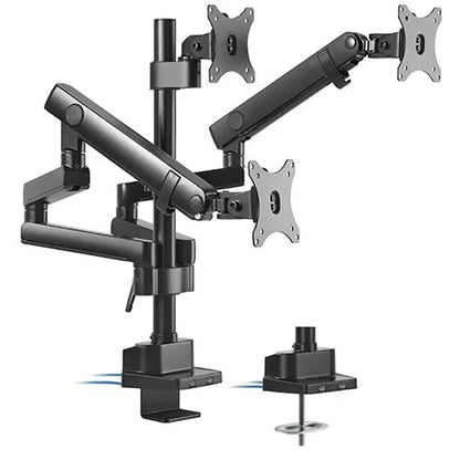 Brateck Triple Monitor Aluminum Slim Pole Held Mechanical Spring Monitor Arm Fit Most 17'-27' Mon...