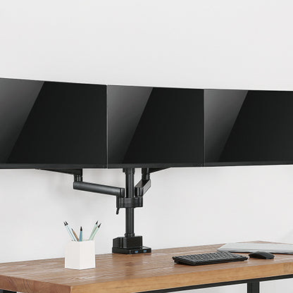 Brateck Triple Monitor Aluminum Slim Pole Held Mechanical Spring Monitor Arm Fit Most 17'-27' Monitors Up to 7kg per screen VESA 75x75/100x100