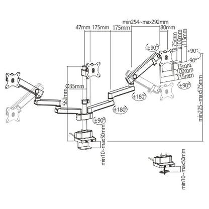 Brateck Triple Monitor Aluminum Slim Pole Held Mechanical Spring Monitor Arm Fit Most 17'-27' Mon... - Image 4
