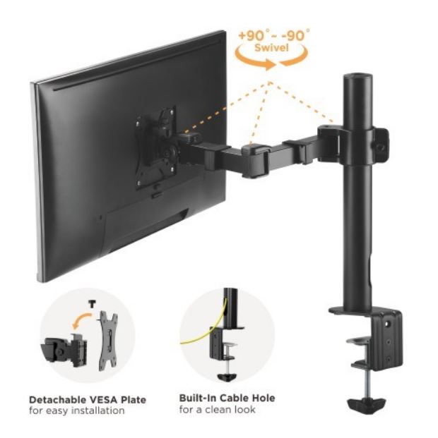 Brateck Single Monitor Affordable Steel Articulating Monitor Arm Fit Most 17'-32' Monitor Up to 9... - Image 2