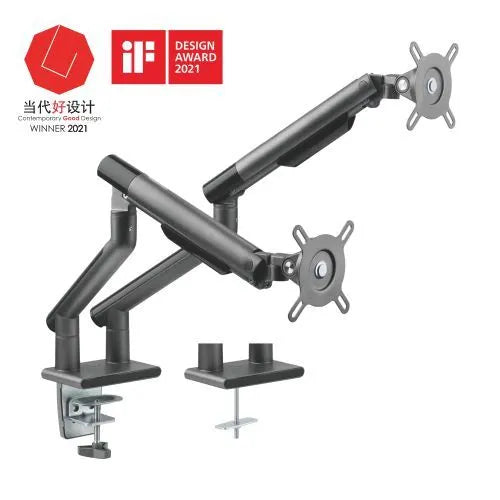 Brateck Dual Monitor Premium Slim Aluminum Spring-Assisted Monitor Arm Fix Most 17'-32' Monitor U...
